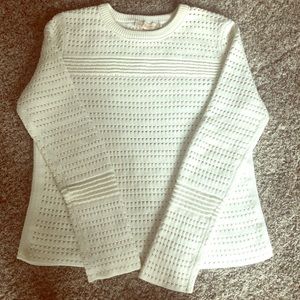 Tory Burch White crewneck cotton sweater